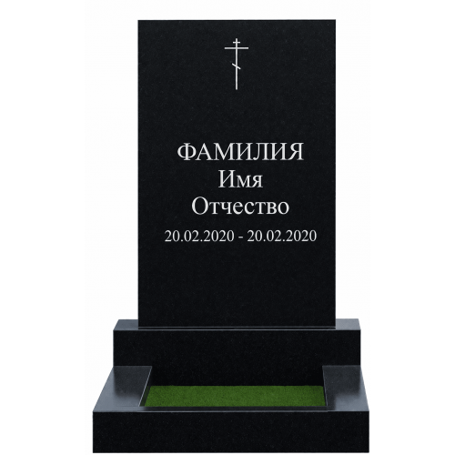 Прямоугольный памятник 600x400 с ФИО и крестом